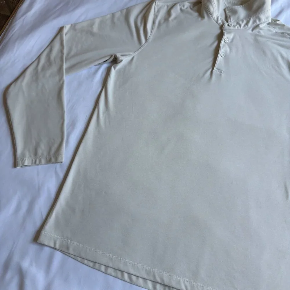 Lululemon Evolution Polo Long Sleeve Shirt Mens XL Heathered Bone Beige LM3EQKS - Picture 5 of 9